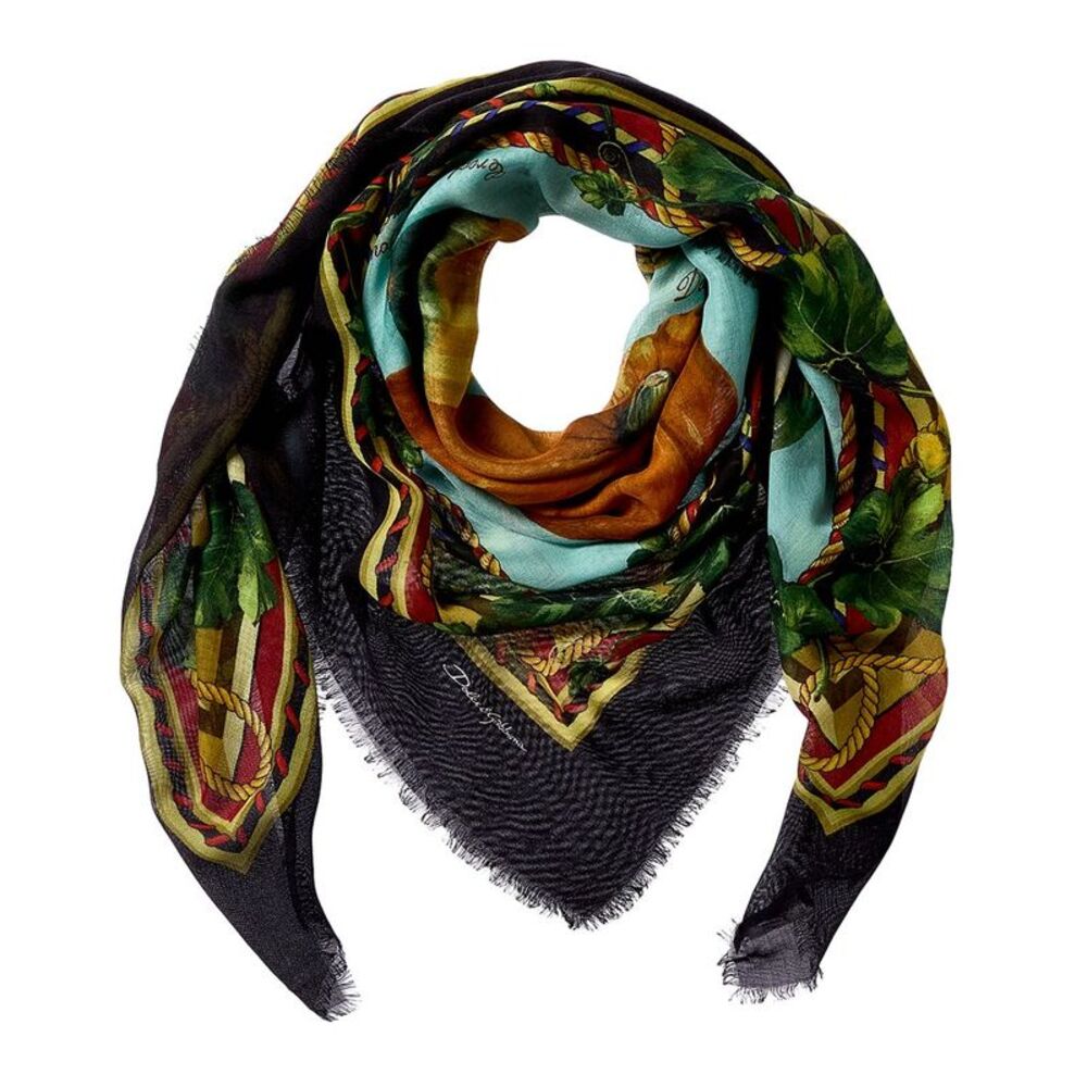 Dolce & Gabbana Cashmere & Silk-Blend Scarf, Black